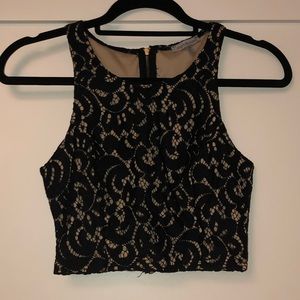 Black and tan lace Charlotte Russe crop top